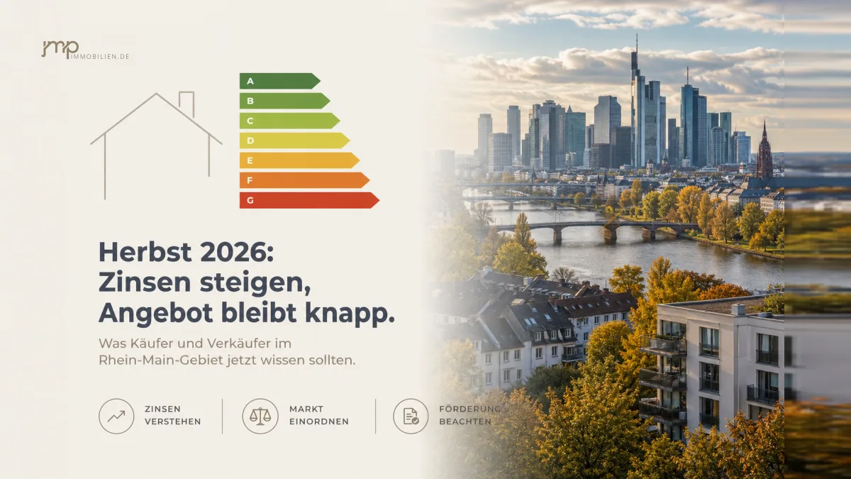 Vier Prozent Zinsen, knappes Angebot, neues Förderrecht – was der Herbst 2026 für Käufer und Verkäufer im Rhein-Main-Gebiet konkret bedeutet
